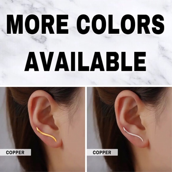 ⚜️𝟯𝟬%𝗢𝗙𝗙 𝗯𝘂𝗻𝗱𝗹𝗲𝘀 𝟯+⚜️ NEW Gold Curved Minimalist Climber Earrings - Picture 7 of 9